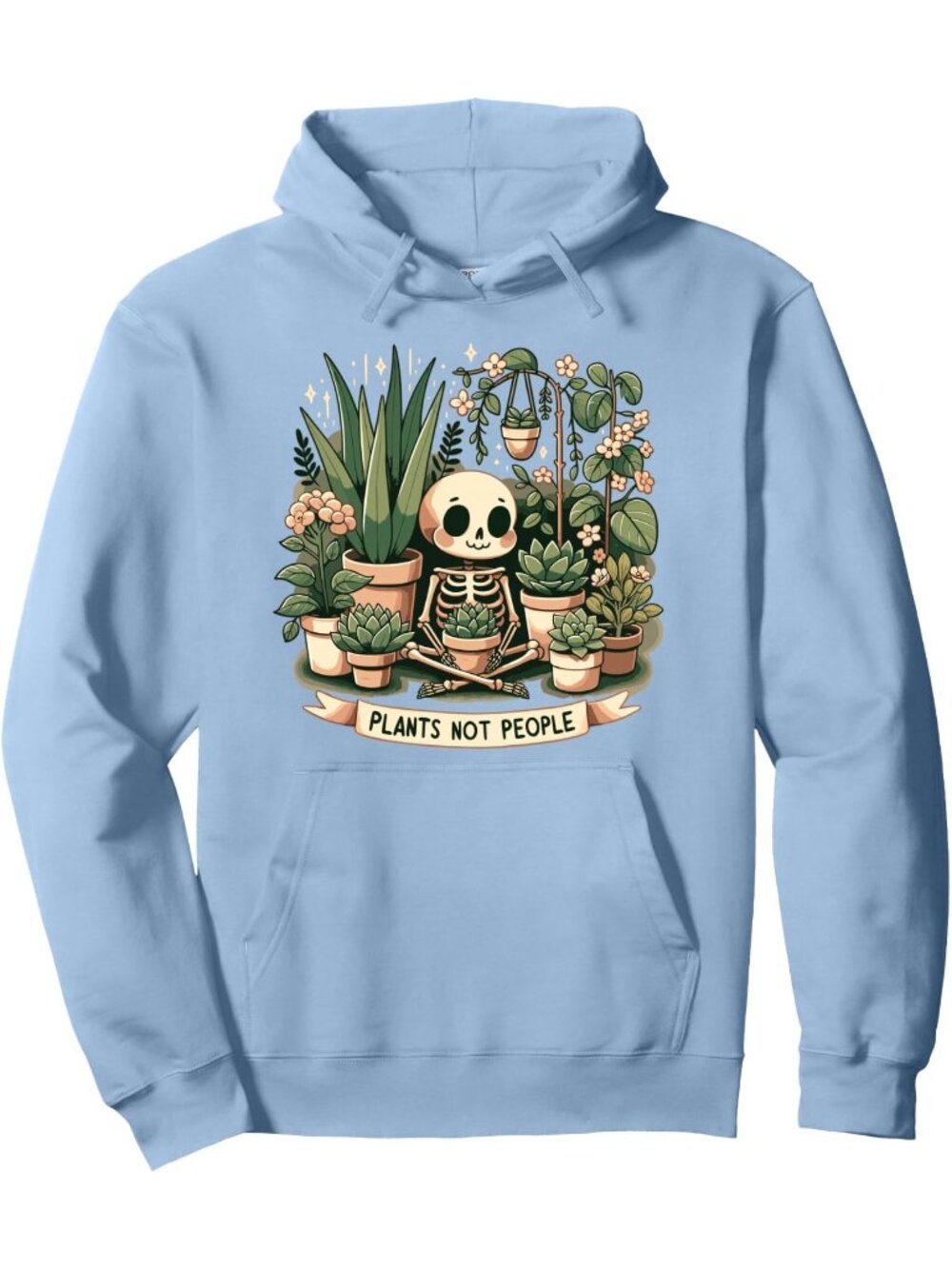 🆕 Women's Blue Skeleton Plants Not People Graphic Print Pullover Hoodie Sweats